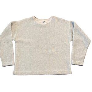 Ann Taylor Loft‎ Faux Sherpa Pullover Crewneck Sweatshirt Sky Blue Womens SMALL